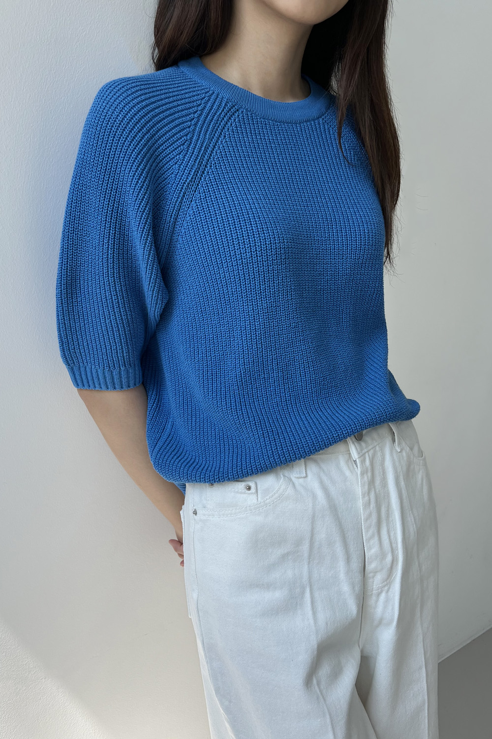 [40%] Allen raglan knit_azure blue