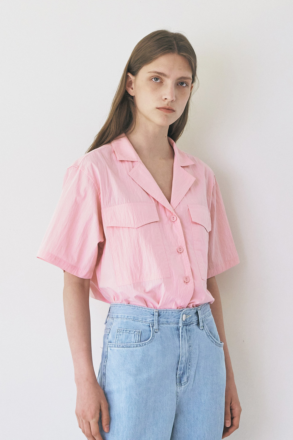 match pocket shirt pink
