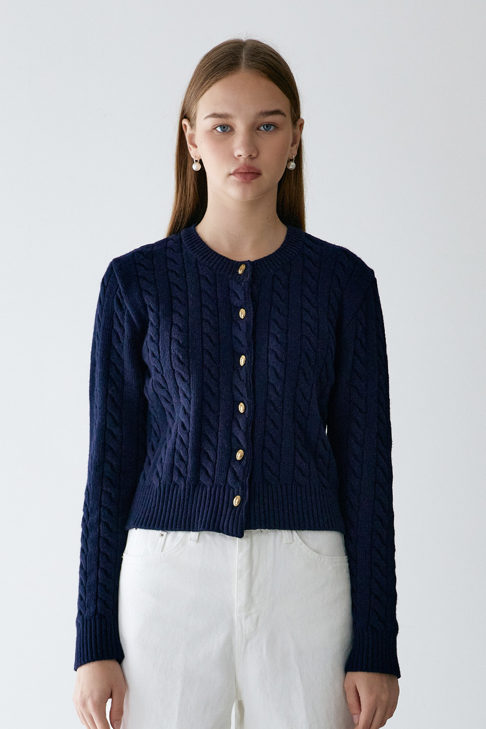 Cable cardigan_navy