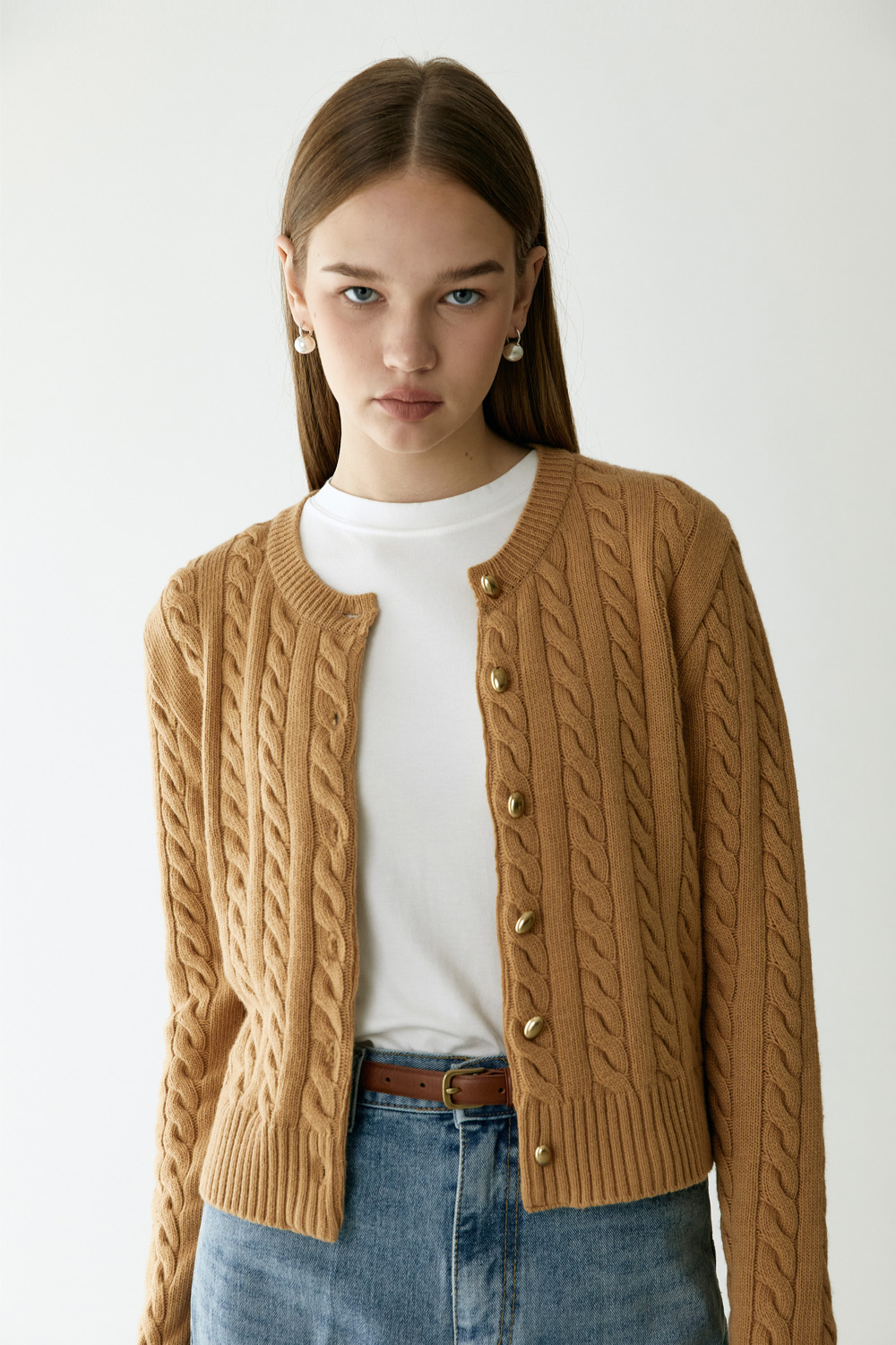 Cable cardigan_camel