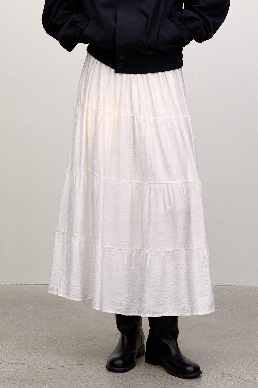 [2차] Liv tiered banding skirt_white