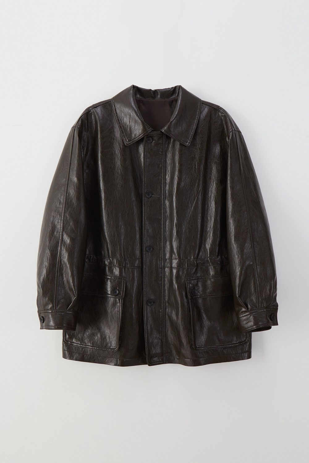 [2차] String eco leather jacket_brown