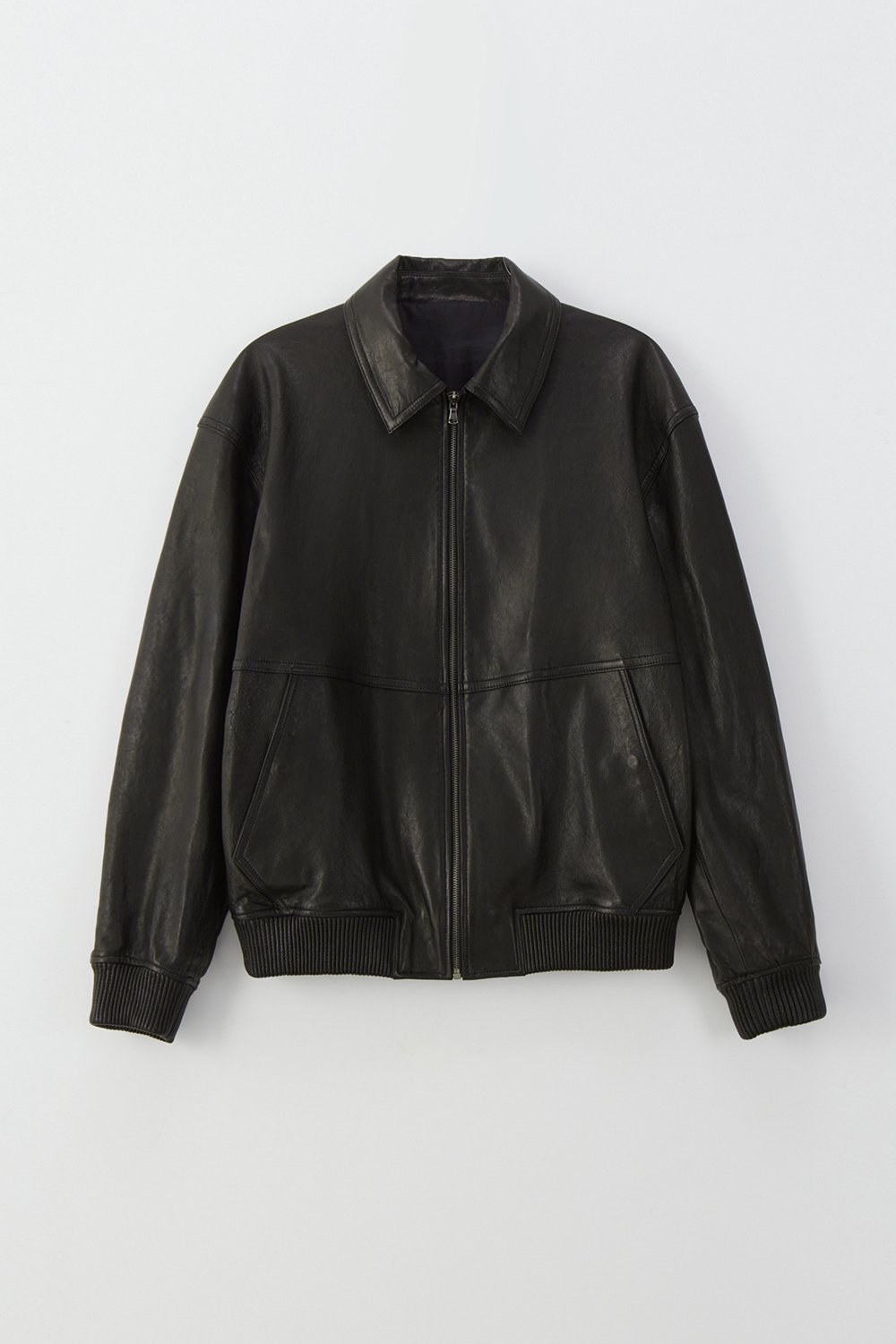 [2차] Lambskin leather blouson jacket_black